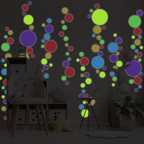 Ambiance Sticker Leuchtender Wandaufkleber für Decke, Kinder, fluoreszierend, bunte Punkte – H145 x L110 cm