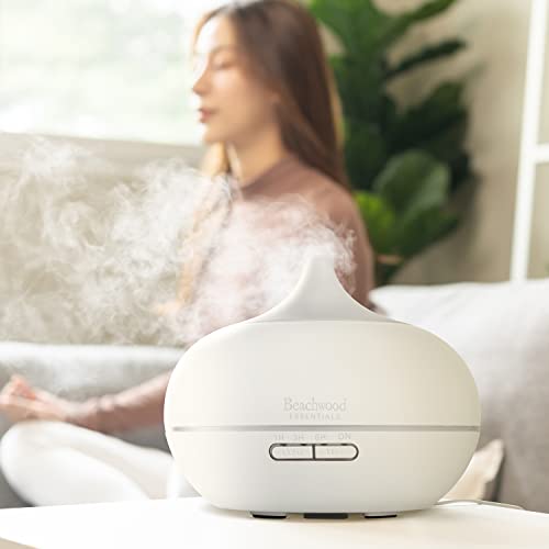 Beachwood Essentials Ultimate Ultrasonic Aromatherapy Diffuser For Essential Oils - Therapeutic Grade, Helps You To Relax - 3 Timer & 7 Ambient Light Settings - Up To 16 Hours Of Use - Cherry, 300Ml #TOP2