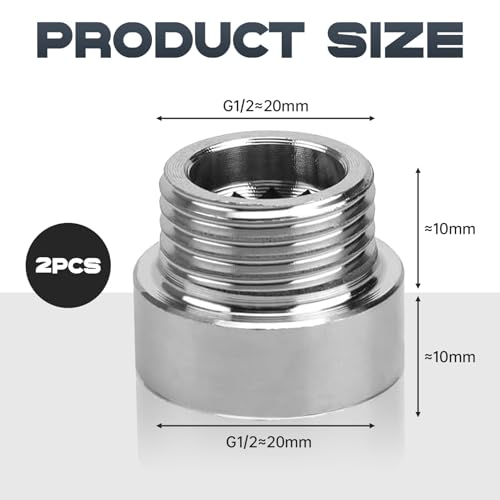 2 Stück Hahnverlängerung 1/2 Zoll x 10 mm,Gewindeverlängerung Duschkopf Verlängerung für Hahnverlängerung Fitting,Messing Wasserhahn Anschluss Verlängerung,Hahn-Verlängerung Eckventil 1/2 Zoll
