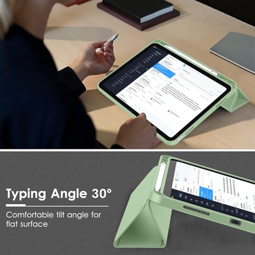 Image of ToaPoia Case for iPad (A16) 11 Inch 2025 /iPad 10th Generation 10.9 Inch 2022, Slim Trifold Stand Protective Cover with Pencil Holder and Soft TPU Back,Support Auto Sleep /Wake (Matcha Green)