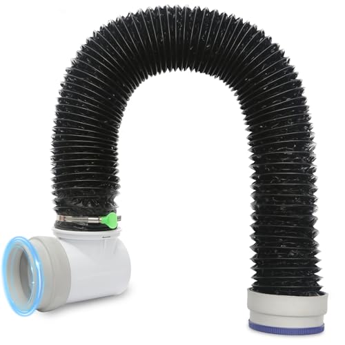Image of 4 Inch 8 Ft Dryer Vent Hose Kit for Tight Spaces, 90 Elbow, 2 Key Clamps, 6-Ply Lightproof PVC Duct & Rubber Seals