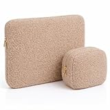 Laptophülle - Laptoptasche Teddy-Stoff - Kompatibel mit 15, 15,3, 15,6, Zoll – Moderne und Hochwertige Notebook Hülle für Laptops - (Sand, 15,6 Zoll)