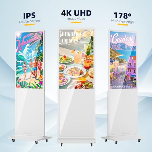Image of MWE Digitaler Kundenstopper mit Touchscreen, 65 Zoll 4K Digitale Werbetafel, Interaktives Digital Signage Display, Stand Up Digital Display mit Android OS fur Werbedisplay, Mieten & Verkauf