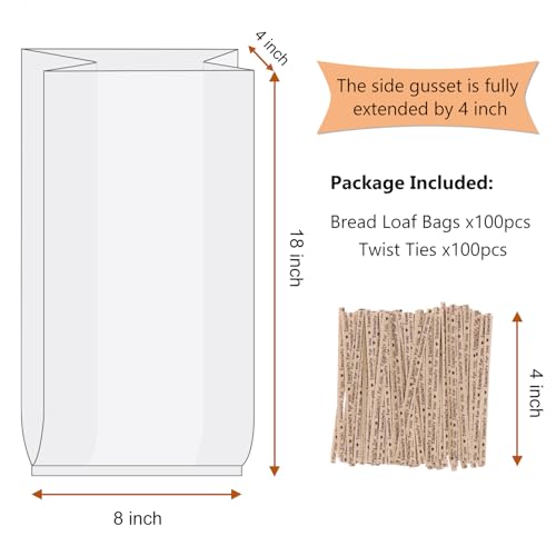 100 Pcs Plastic Bread Bags