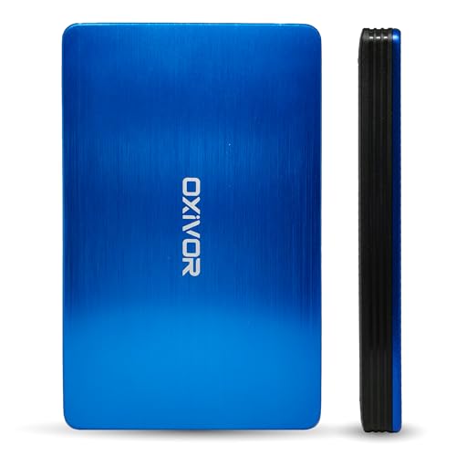 OXIVOR External Hard Drive 120GB Portable – 2.5" Ultra-Slim HDD with USB 3.0 for Desktop, PC, Mac, PS5, PS4, Xbox, and Gaming Systems – Fast Data Transfer (Blue)