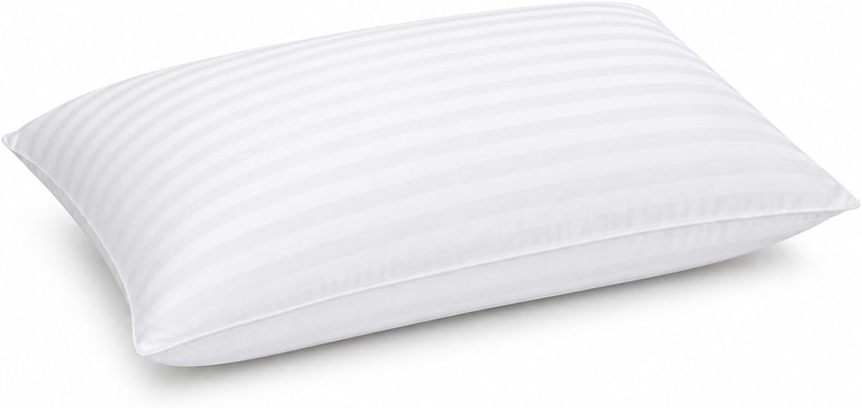 Hollowfibre Hotel Quality Pillow Bounce Back Bed Striped Pillow for Side Sleepers – Hypoallergenic Ultrabounce Filling – Standard Size 75 x 50 cm (Pack 1)