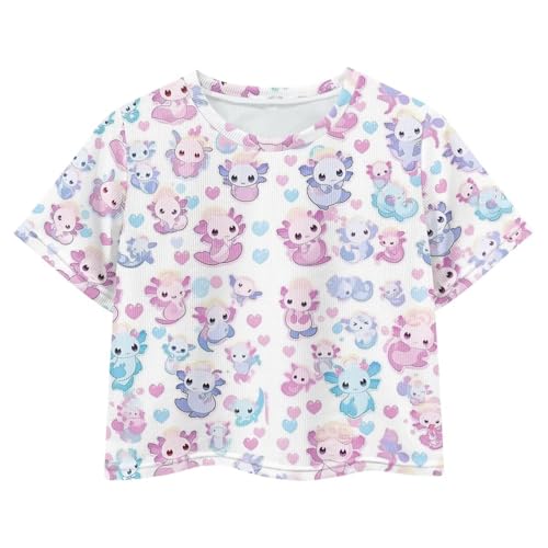 Image of Kids T Shirt Short Sleeve Crop Tops for Girls Summer Clothes Pullover Tees Shirt 5-14