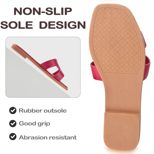 Image of Sandals for Women Dressy Comfortable Flat Open Toe Casual Cute Trendy Shoes Soft Faux Leather Slip On Ladies Slides for Summer