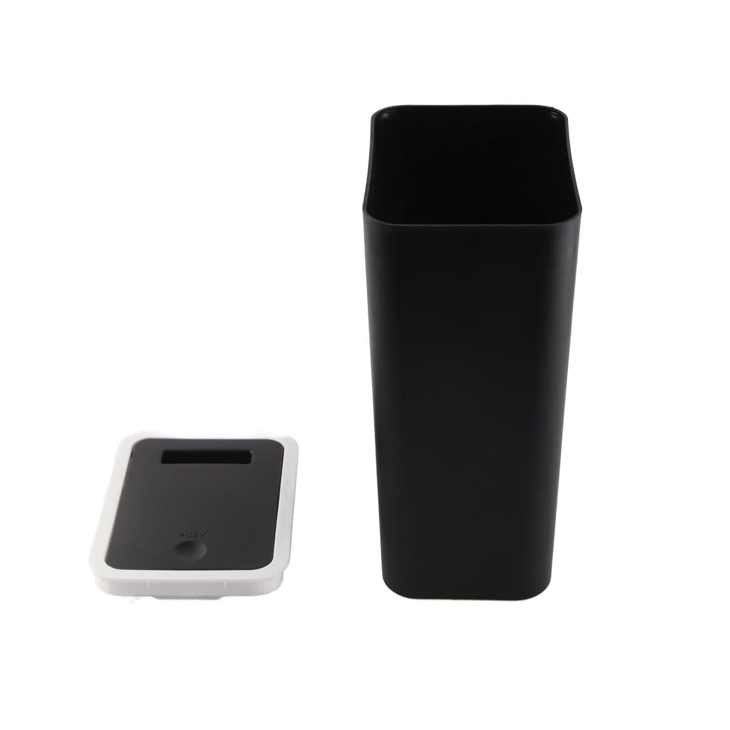 AYNEFY Kitchen Trash Can with Lid,Odorless Press Top for Bathroom(Black) | Bathroom Tall Skinny Trash Can with Lid,Black Waste Basket Fits in Narrow Spaces,Garbage Can with Press Top,for Bedroom
