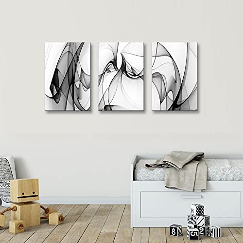 Gutilanda Art Black And White Abstract Line Art Canvas Print Painting Modern Wall Decor Artwork, Home Office #TOP5