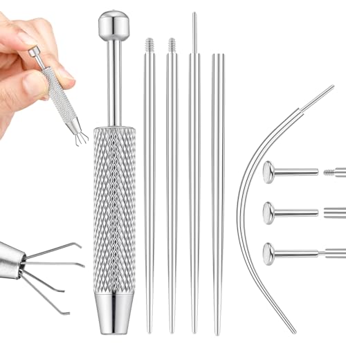 6 Pack Piercing Ball Grabber Tool and 16g Piercing Taper Kit, 316L Stainless Steel Threaded Push in Threadless Labret Tragus Helix Cochlea Pierce Clamps Ear Nose Septum Assistant Tool