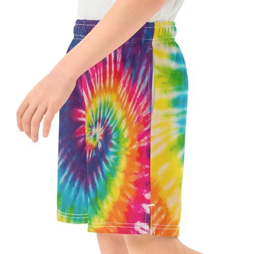 Rainbow Tie Dye Boys Athletic Shorts Kids Basketball Shorts Gym Short for Summer M4