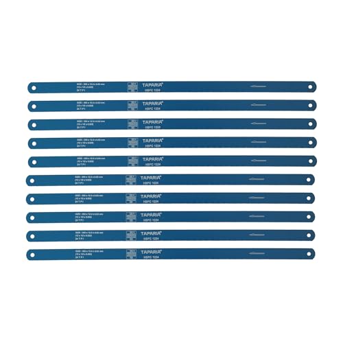Image of Taparia HBFC 1224 Hacksaw Blades 300mm 24 TPI (Pack of 10)-Carbon Steel, Flexible Type-Heavy Duty Cutting Blade for Metal, Wood, PVC, Plastic Pipes-For Home, Garage, Workshop, Industry