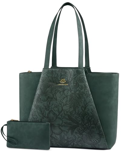 Image of LOVEVOOK Laptop Tote for Women - 15.6 Inch Faux Leather Laptop Bag with Clutch, Large Capacity Office Purse Computer