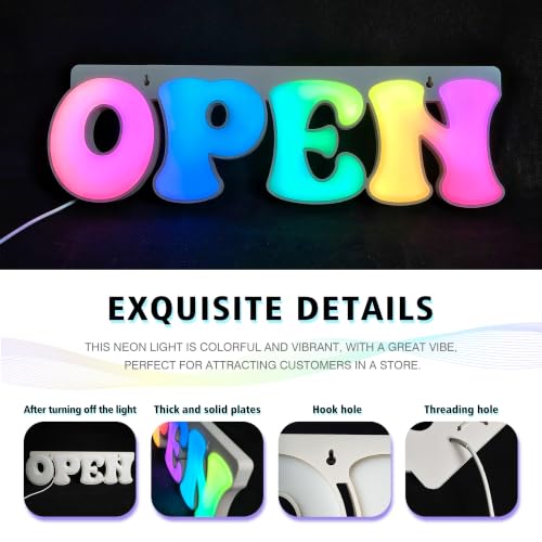 Image of Colorful Open Signs for Business,USB Powered,Smart App & Remote,Store Decor