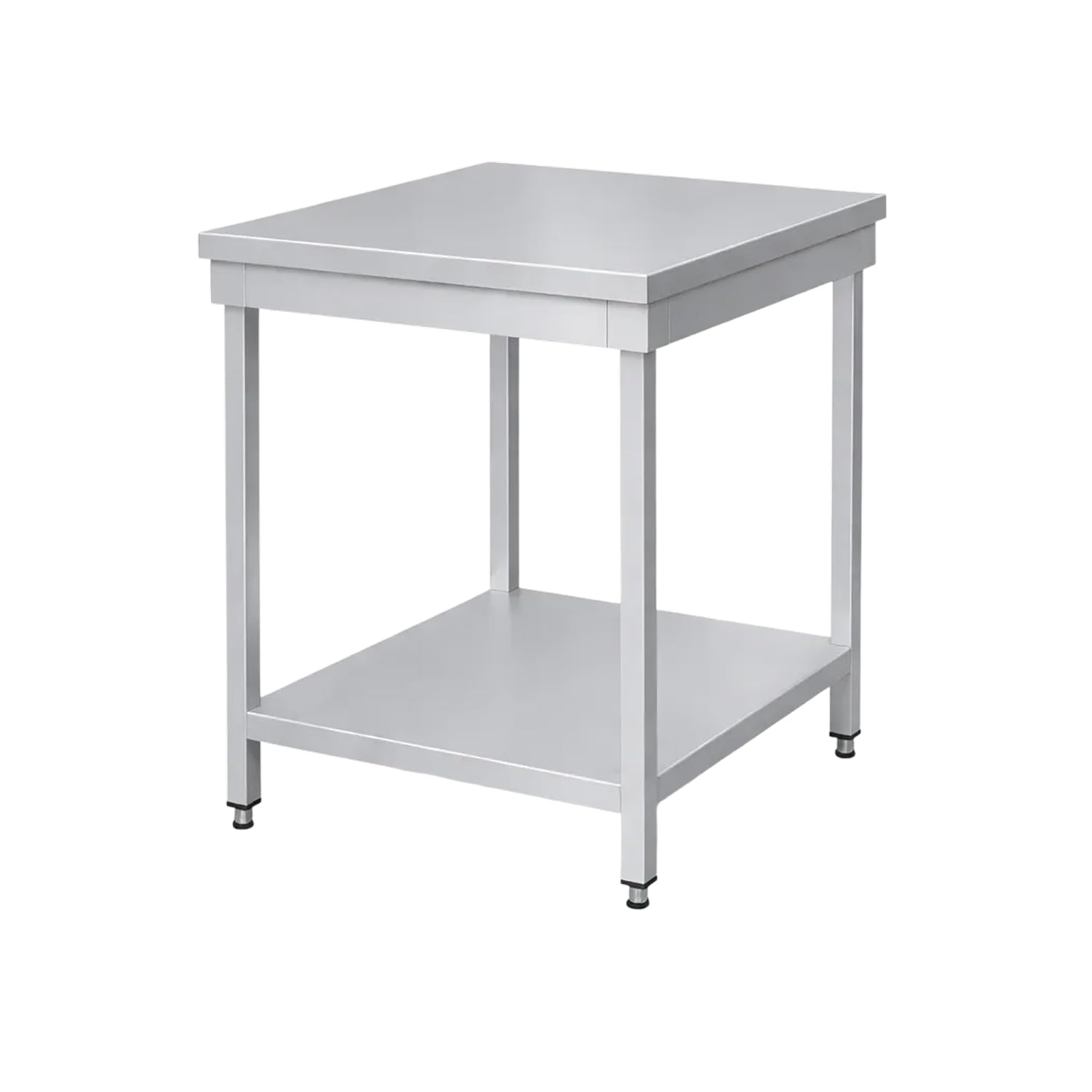 Tavolo in acciaio inox 60x60x85h cm su gambe con piano di fondo VS