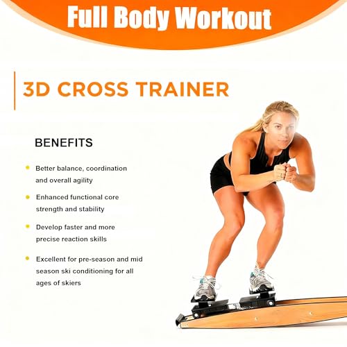 Image of New Ski Trainer, Ski Simulator Machine for Full Body,3D Cross Trainer, Strength and Balance Training Tool Set, Noiseless Ski Exercise Machine for Skiing Beginners, Home Use
