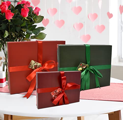 Christmas Nesting Gift Boxes Rectangle 3 Pack Cardinal Ornament And Snowflake Design Christmas Stacked Apparel Box With Lids In Assorted Sizes For Gift Giving Holiday Decorative Gifts Present Wrapping #TOP4