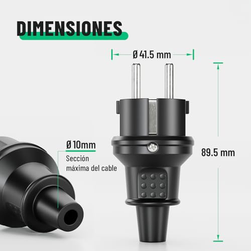 Clavija enchufe de goma resistente greate con protección IP44 para exterior 6