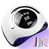 【Sensor automático】Sin pulsar cualquier botón de ajuste de tiempo, la lámpara de uñas se enciende automáticamente con el sensor automático después de las manos y se apaga después de sacar las manos. Viene con 10, 30, 60, 99s, para satisfacer tus necesidades. Fácil de usar.