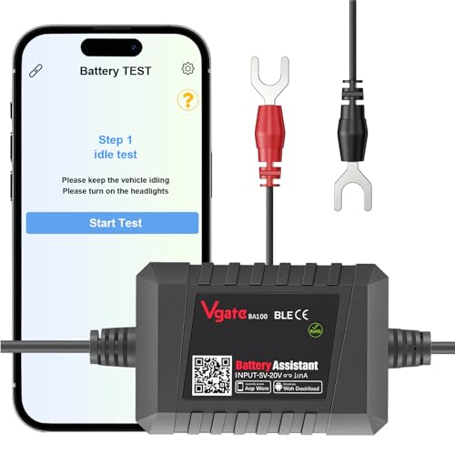 12V Batterietester KFZ, Autobatterie Tester Bluetooth 4.0, Batteriewächter 12V mit Echtzeit-Monitoring, SOARFLY Lade-/Startsystemtest & Alarm für Auto/LKW Auto Motorrad (Android & iOS)