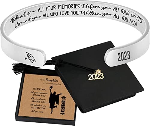 JoycuFF 2023 Graduation Gifts for Daughter Class of 2023 Bracelets for Girls Stainless Steel Cuff Bangle for Women Gift for Daughter From Mom Dad Parents