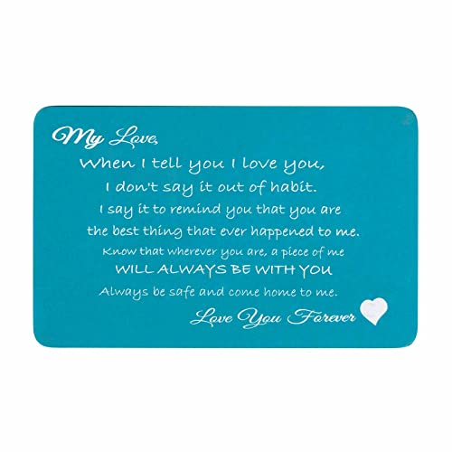 Personalized Text Engraving Wallet Insert Card (Turquoise Blue)