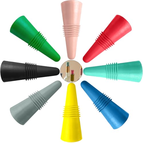 MATJEPAW Wine Stoppers, 8 Pcs Silicone Wine Stopper for Wine Bottles Keeps Wine Fresh, Beverage Bottle Sealer