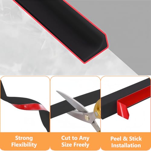 Image of HASTHIP 1.5m /59inch Silicone Water Stopper with Glue - Self Adhesive Collapsible Threshold Water Dam Barrier Strip Waters Stopper for Kitchen Slab Sink Dry and Wet Separation Strip