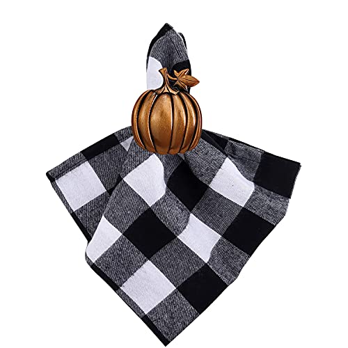 STMK Thanksgiving Day Napkin Rings, Rustic Harvest Pumpkin Napkin Rings, Alloy Napkin Holder for Halloween Fall Thanksgiving Day Table Decorations (Harvest Pumpkin, 6)