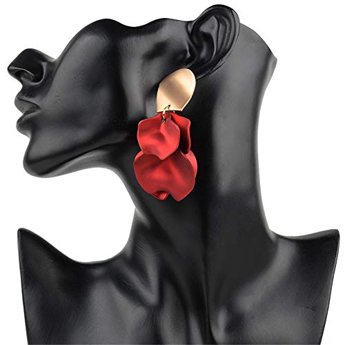 Rose Petal Dangle Earrings for Women Long Drop Floral Tassel Earrings Statement Exaggerated Tiered Flower Earrings for Wedding4