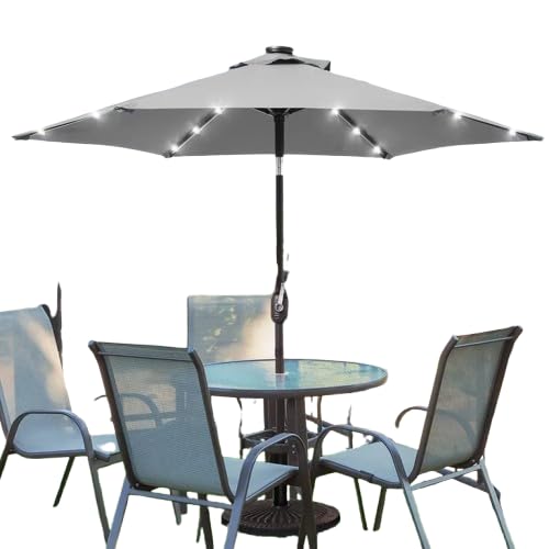 Image of Invezo Led Metal center Pole Center Pole Outdoor Garden Umbrella with Solar Panel (9 ft dia) with Base