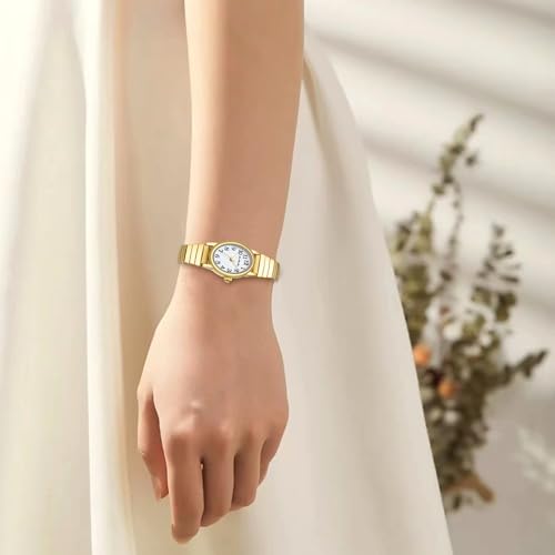 BOSHIYA Damen Uhren Edelstahl Analog Quarz Uhr mit Digital Zifferblatt und Elastisch Armband Wasserdicht Armbanduhr für Damen – Bild 6