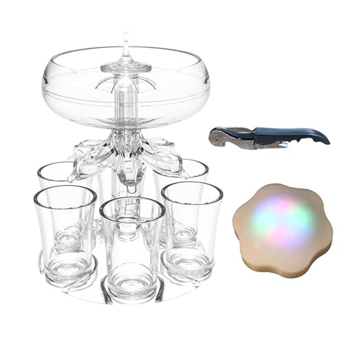 Distributeur de boissons avec 6 shots, 6 verres à shot et support, distributeur de boissons, distributeur de boissons, distributeur de bière, distributeur de liqueur en acrylique sans , pour