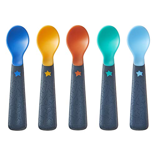 Tommee Tippee Easigrip™ Self-Feeding Weaning Spoons, Chunky Handles with Deep and Wide Spoon Base, 6m+, Pack of 5