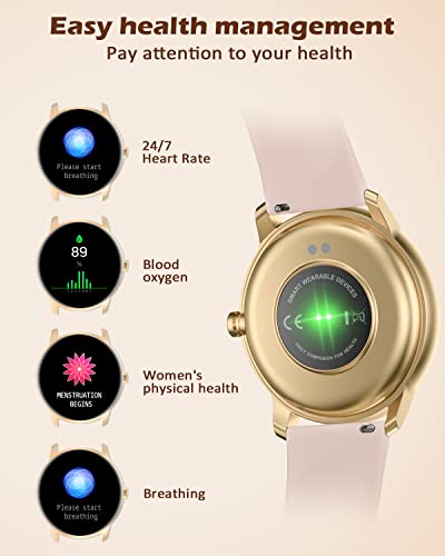 Niudokk Round Smart Watch For Android Phones/Iphone Compatible: Fitness Watch Step/Calorie Tracker Watch For Women,1.65' Heart Rate Monitor Sleep Fitness Tracker Spo2 5Atm Waterproof Pedometer Watch #TOP2