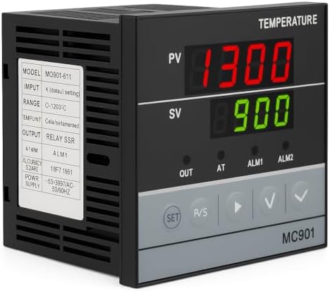 MC901 Digital PID Temperature Controller with K Type PT100 Sensor Input, Relay SSR Output, Programmable Temperature Control