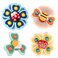 Saugnapf Spielzeug Baby 4 Stück Saugnapf Spinner Spielzeug für Baby Saugspielzeug Sicheres Badewannenspielzeug für Bad Fenster Hochstühle Flugzeug Reise
