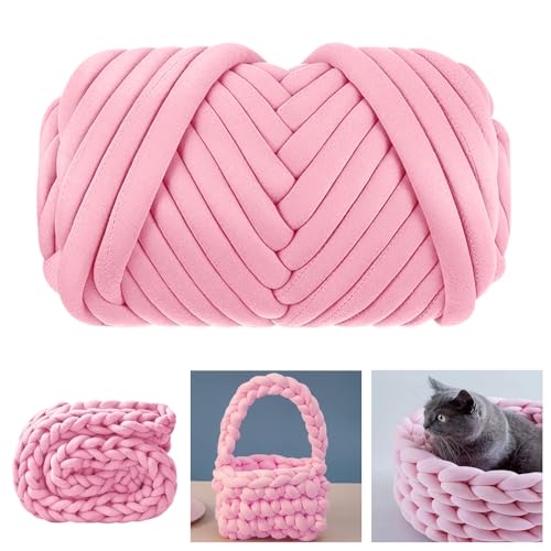 MeYuxg Ovillo de Lana Gruesa Rosa, 25 M Chunky Yarn Lavable Súper Suave, Lana Gorda para Tejer con...