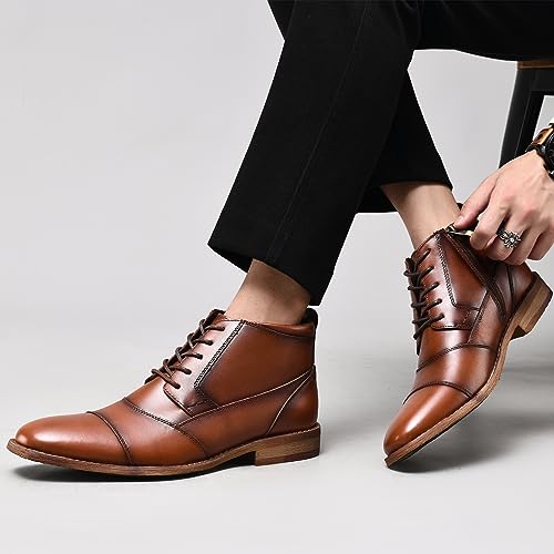 Image of Arkbird Men's Dress Boots Genuine Leather Cap Toe Ankle Boot with Side Zipper for Casual Business Formal Wear