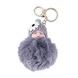 Garneck Fur Ball Keychain Doll Pom Pom Keychain Cute Fluffy Sleeping Baby Doll Pompom Car Keyring Wallet Bag Phone Pendant Bag Charm Pink Accessories