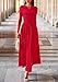 PRETTYGARDEN Women's 2025 Fashion Trendy Fall Long Sleeve Dresses Ruched Flowy Elegant Modest Boho Casual Beach Maxi Dress (Red,Small)