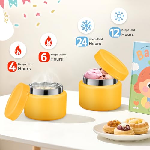 Image of Bento Lunch Box for Kids with 9oz Soup Thermo, Leakproof Lunch Food Containers with 4 Compartment, Kids Thermo Hot Food Jar for School Travel