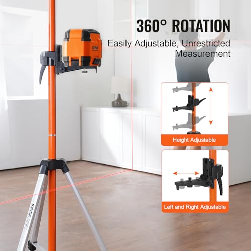 VEVOR Laser-Wasserwaagen-Stativ, 1/4-20 & 5/8-11 Gewindehalterung, 40,94-133,85 Zoll Höhenverstellung mit Wasserwaage und robustem Ständer, ausziehbares, leichtes Aluminium-Stativ für Laserscanner