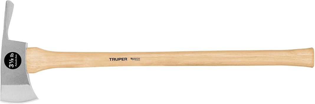 Truper 3.5 lb Pulaski Axe, 34-Inch American Hickory Handle, Forged Steel Dual-Purpose Head for Firefighting, Forestry, and Landscaping Model HP-3 1/2H / 30529