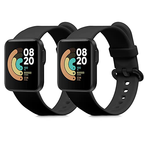 kwmobile Pulsera compatible con Xiaomi Mi Watch Lite/Redmi Watch correa - 2x Correas de silicona flexible - Tamaño ajustable - negro/negro