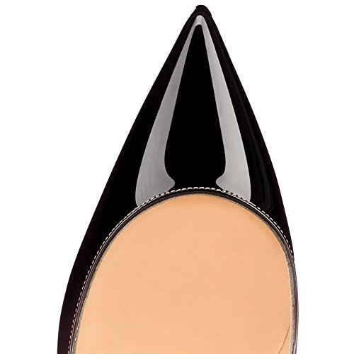 Coleter Pointy Toe Pumps For Women,Patent Gradient Animal Print High Heels Usual Dress Shoes Nude Black 12Cm-Nb 7 Us #TOP4