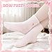 scenicamp 6 Pairs Womens Bow Fuzzy Socks Winter Cozy Fluffy Warm Socks Home Sleeping White,Peach pink,Light pink