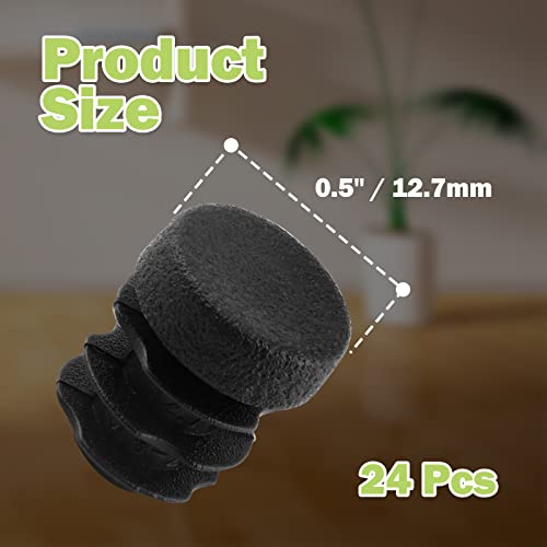 Image of Jiozermi 24 Pcs 1 /2 inch Round Plastic Plug, Black Round Plastic End Cap Furniture Finishing Plug for Pipe Post, Chairs and Furniture