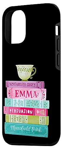 Iphone 12/12 Pro Funny Jane Austen Book Stack Tea Fans Vintage Literary Case #TOP1